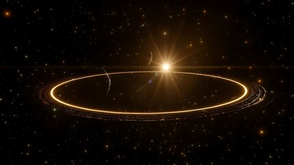 Wall Mural - a bright sun surrounded by glowing rings in space