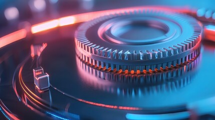 Poster - Metal gear wheel representing industrial mechanism and business process automation in modern technological applications