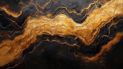  Abstract dark background with golden veins, creating an opulent visual effect