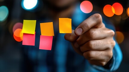 Poster - Individual holding a piece of paper in a thoughtful gesture representing ideas and concepts in a creative process