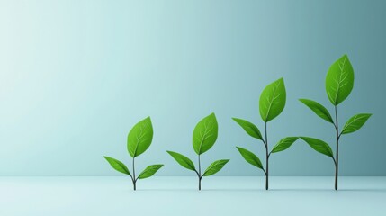 Poster - Three green leaves growing in a row representing financial growth and sustainability in natural environment