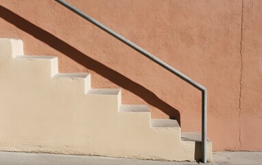Poster - beige concrete staircase with metal railing