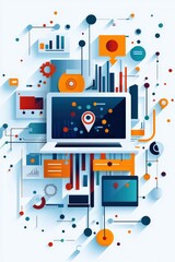 Aufkleber - An artistic representation of integrated digital tools used for strategic business planning