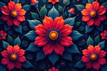 Wall Mural - Intricate floral pattern revealed only under dim, late-evening light , texture, bloom