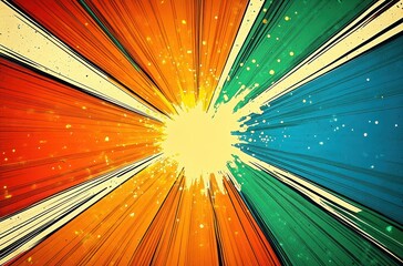 Poster - Vibrant Comic Book Action Background with Dynamic Halftone Effects and Energetic Colors