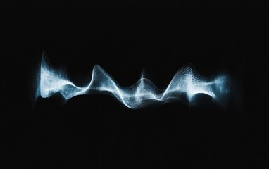 Fototapete - Glowing Blue Particle Wave on Black