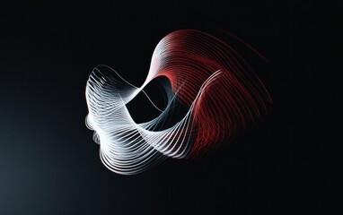 Fototapete - Abstract Swirling Red White Particles on Black