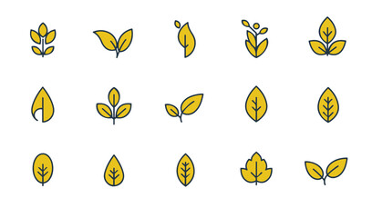 clean flat leaf designs for green product branding eco lifestyle business and nature inspired identi