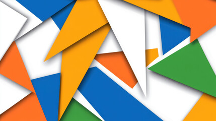 Leinwandbilder - Abstract Geometric Background with Layered Triangles in Blue Orange Green and White