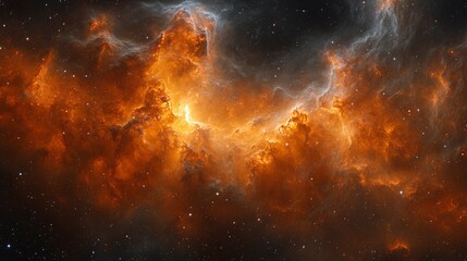 Wall Mural - fiery nebula in deep space cosmic clouds of gas and dust