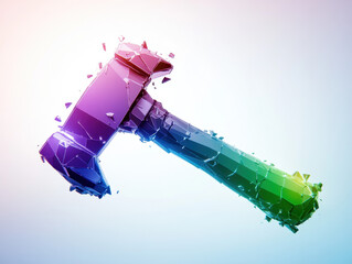 Leinwandbilder - Abstract Polygonal Rainbow Axe on Light Blue Background