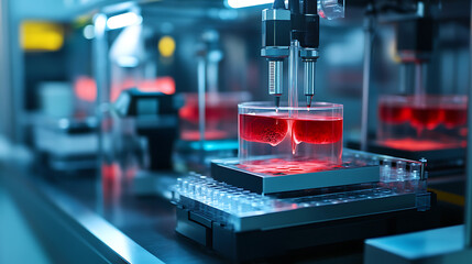 Poster - an ai powered futuristic 3d bioprinting lab creating organ models for medical research with precisio