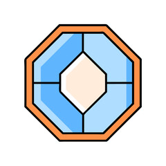 Poster - Octagon Window Pane Design Geometric Blue Glass Frame