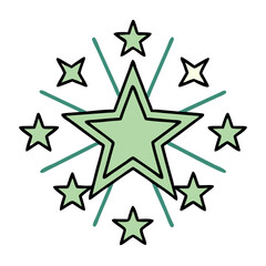 Poster - Green Starburst Sparkling Stars, Celestial Burst, Bright Radiance