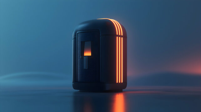 Futuristic Glowing Capsule In Dark Blue Setting