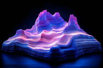 Poster - Abstract digital art presents a colorful mountain range landscape
