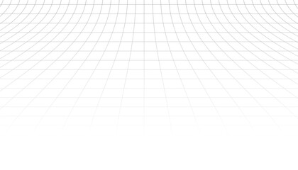 abstract and curvy perspective grid line pattern on white background