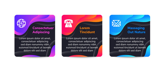 Poster - business infographic diagram template. Vector illustration. can be used for workflow layout, banner, step up options, web design, infographics, timeline. wave liquid gradient colors. black background.