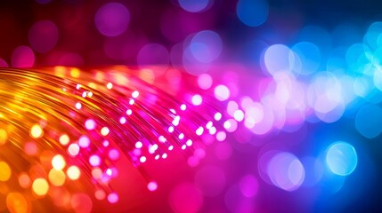 Poster - Vibrant Fiber Optics: Abstract Network Connections, High-Speed Data Transmission, and Digital Innovation