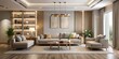 © udomsak - Modern Living Room with Minimalist Furniture Neutral Colors, Clean Lines, and Soft Lighting