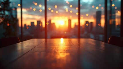 Aufkleber - Sunset view from a modern office table.