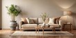 © udomsak - Cozy living room with a plush couch and elegant vases on a side table, interior, modern,  interior, modern