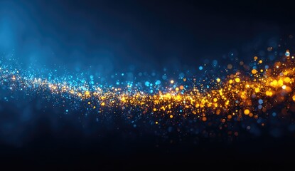 Poster - Abstract Glowing Particles Background Blue Gold