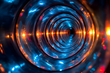 Poster - A cylindrical tunnel showing reflective surfaces with bright lighting