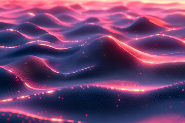 Poster - Abstract illustration shows undulating surfaces with glowing pink highlights