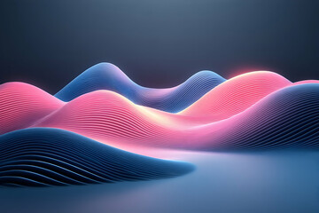 Poster - Abstract depiction of layered wavy shapes with gradient colored surfaces