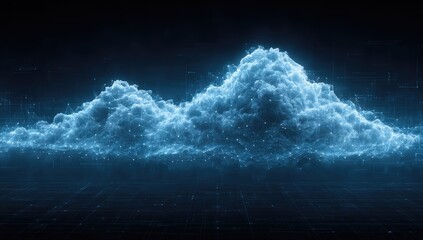 Leinwandbilder - Glowing Blue Digital Cloud Landscape