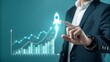 © Pix Vibe - Businessman showing growth by drawing a financial chart on screen