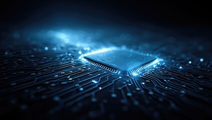 Poster - High-Tech Computer Chip on Circuit Board