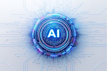 Poster - Futuristic AI technology concept with glowing circuit board.