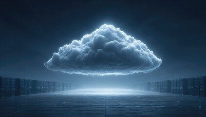 Poster - Pixelated Cloud above Futuristic Cityscape at Night