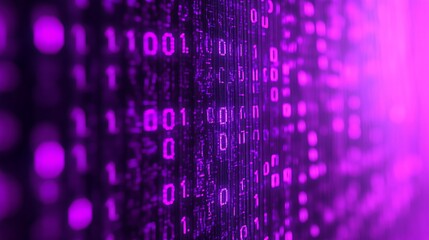Purple Binary Code Stream.