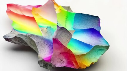 Poster - Transformation of concrete into vibrant rainbow colors showcasing creativity and craftsmanship, 3d transformation of concrete into a rainbow colored soft surface