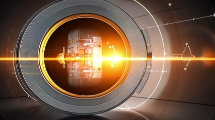 Poster - abstract technology focus: a captivating futuristic composition showcases a glowing core element, wi