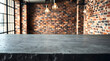 © Abdulloh - Empty table presenting industrial style interior design with brick wall