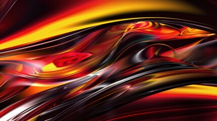Poster - Abstract Colorful Waves of Red and Yellow Fluid Motion Background