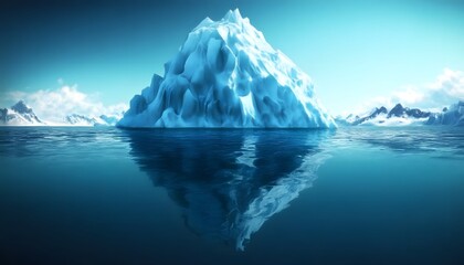 Poster - Majestic Iceberg with Reflection in Calm Ocean Waters under Sky