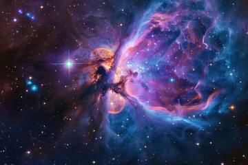 Wall Mural - vibrant nebula revealing stellar formation, deep space, captured in vivid colors and intricate detai