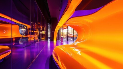 Poster - Vibrant Abstract Design of Curved Lines and Glossy Surfaces