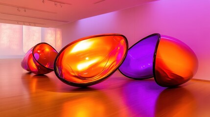 Poster - Colorful Abstract Sculptures in Contemporary Art Exhibit Space