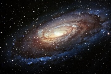 Wall Mural - spiral galaxy captured in deep space with bright core and surrounding stars