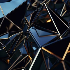 Poster - Abstract Geometric Shapes with Reflections and Dynamic Lighting Effects