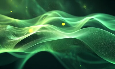 Poster - Emerald Abstract Motion Background with Flowing Particles and Subtle Depth of Field