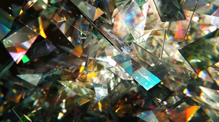 Poster - Shimmering Abstract Glass Fragments with Reflections and Colors