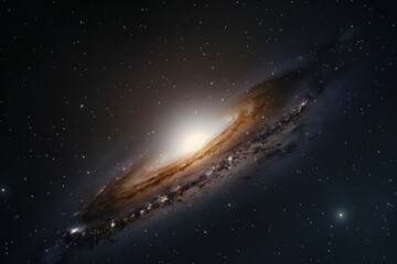 Wall Mural - astronomical view of a spiral galaxy illuminated by starlight in deep space