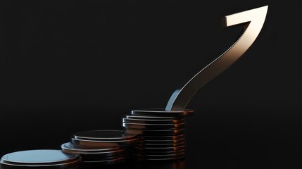 Poster - Rising Success Concept with Coins and a Metallic Seven Symbol
